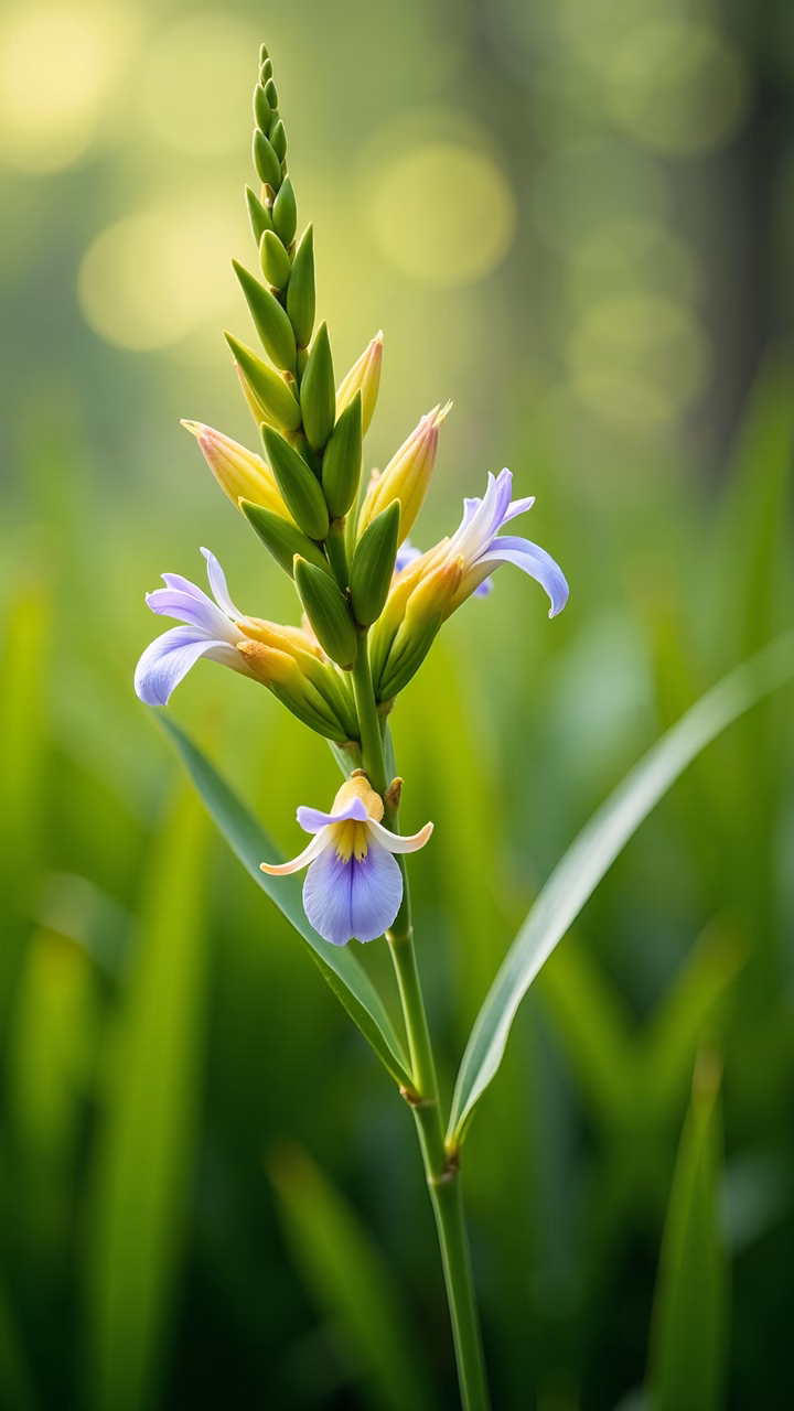 Close-up of purple flowers amidst lush greenery, capturing natural beauty and tranquility.