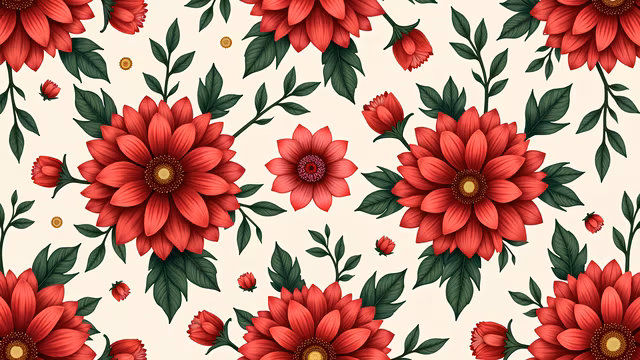 Red Floral Illustration