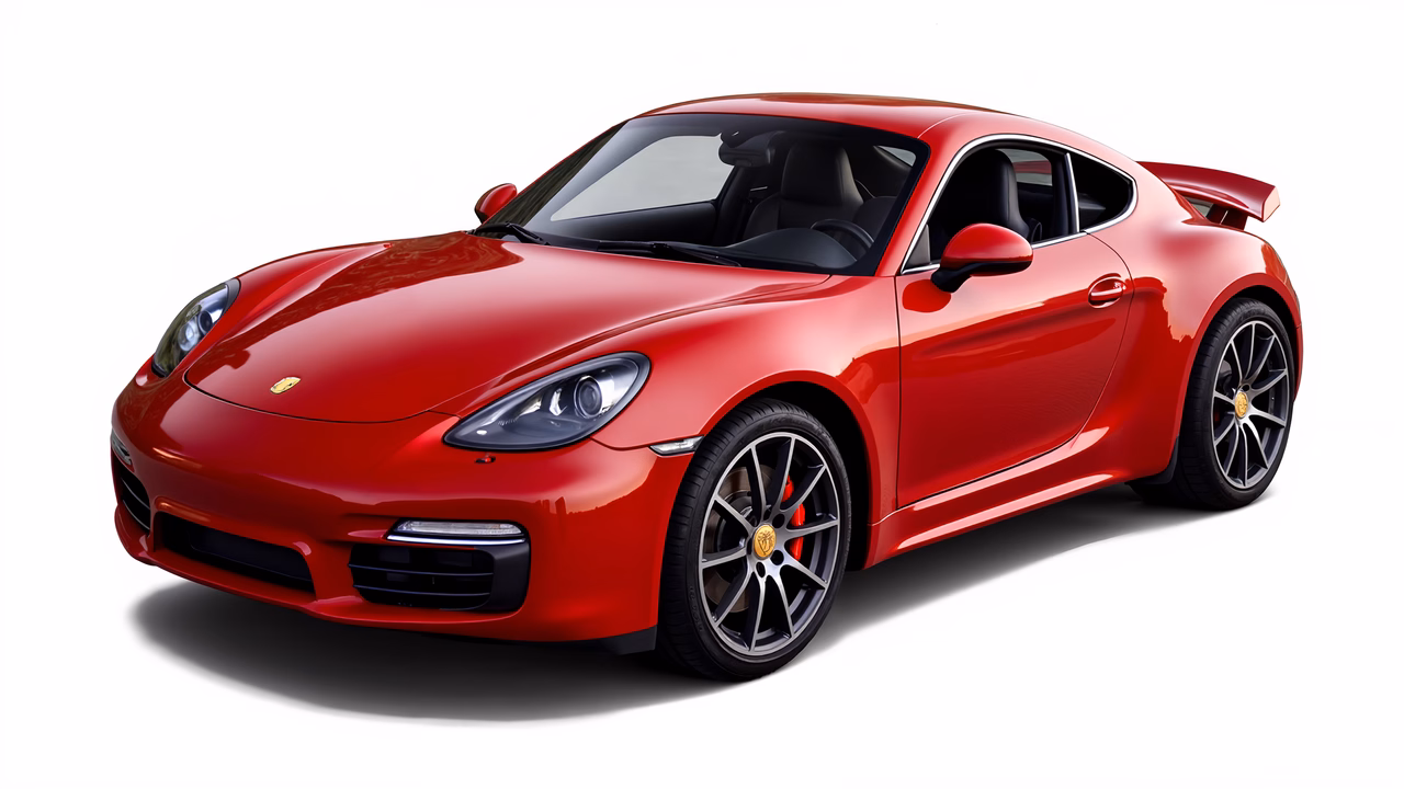 Sleek red Porsche sports car on a white background