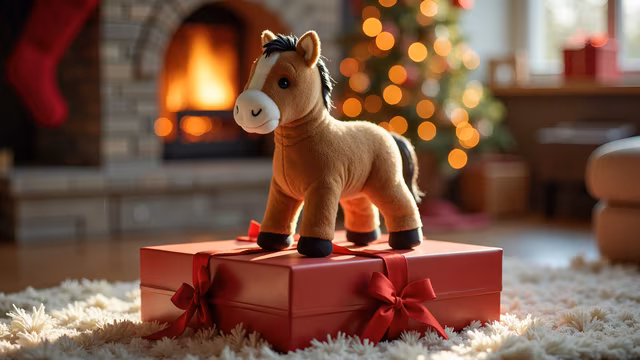 Stuffed Horse on Christmas Present