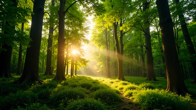 Sunlit Forest Illustration