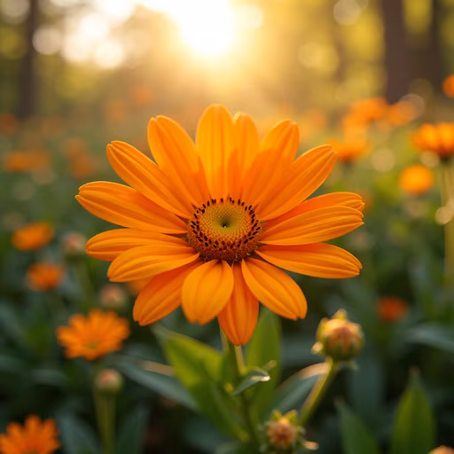 Sunlit Orange Daisy