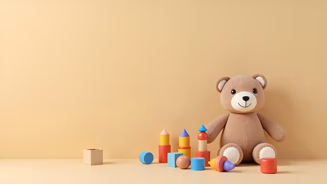 Teddy Bear and Colorful Blocks