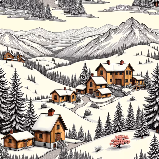 Winter Village Illustration