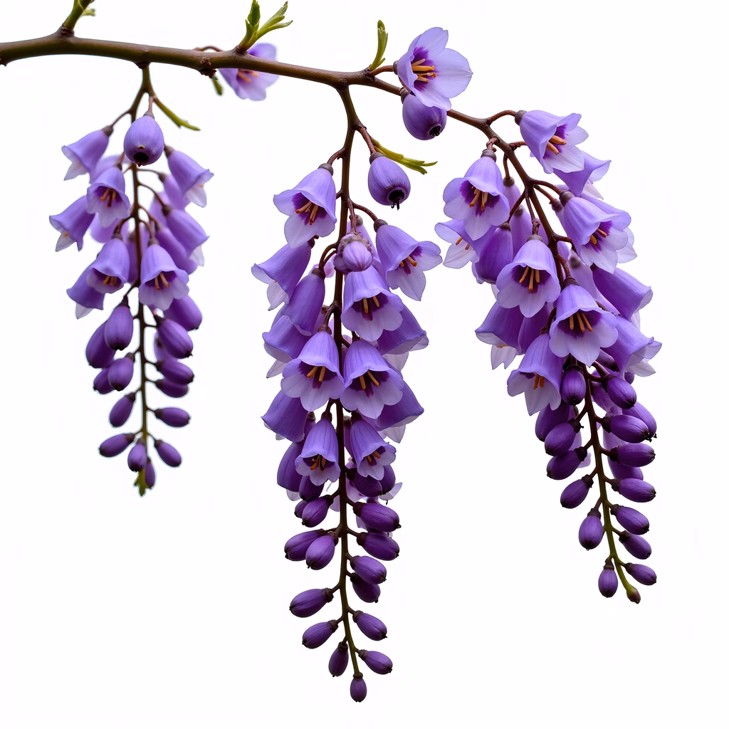 Close-up of wisteria blossoms in soft purple hues, capturing their delicate beauty and serene ambiance.