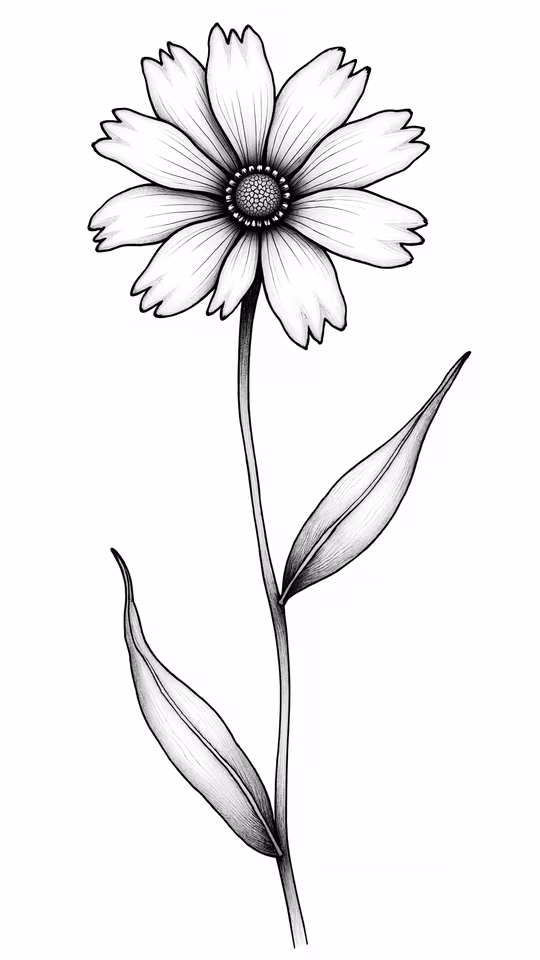 Black and White Floral Illustration