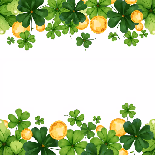 Clovers and Gold Coins Illustration