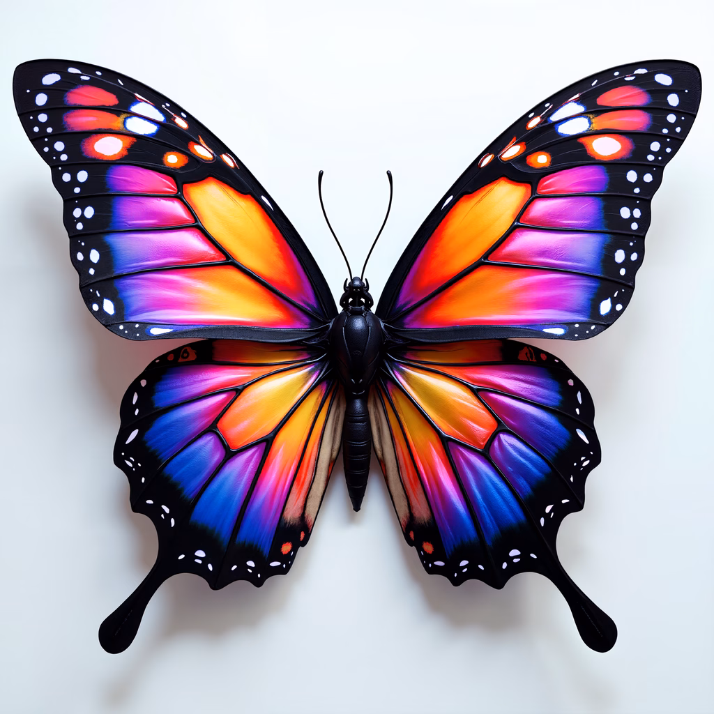 Vibrant butterfly illustration with colorful wings and detailed textures.