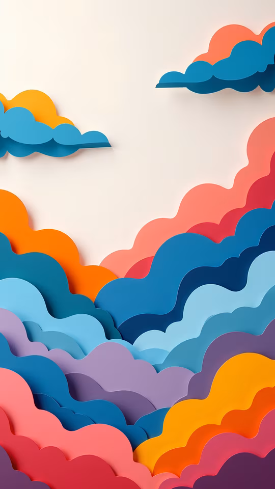 Colorful Paper Clouds Illustration