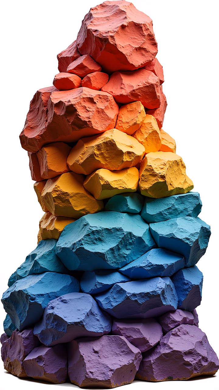 A colorful stack of rocks, symbolizing balance and vibrancy.