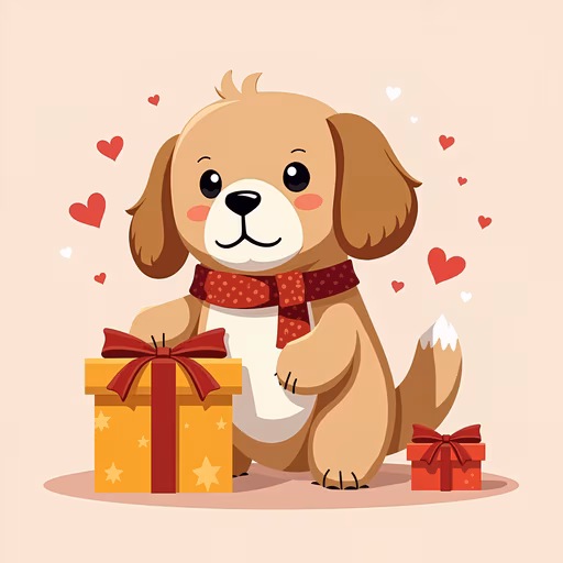 Cute Puppy with Gifts