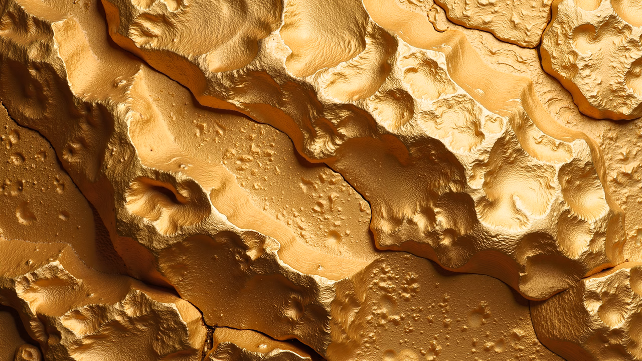 Detailed golden terrain illustration with organic textures and warm tones.