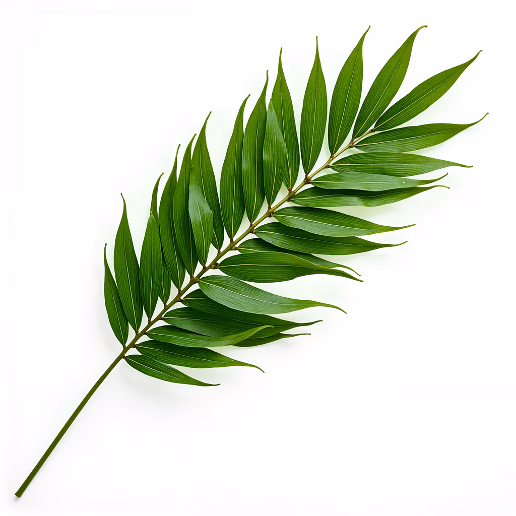 Vibrant green leaf illustration on a white background, emphasizing nature and tranquility.