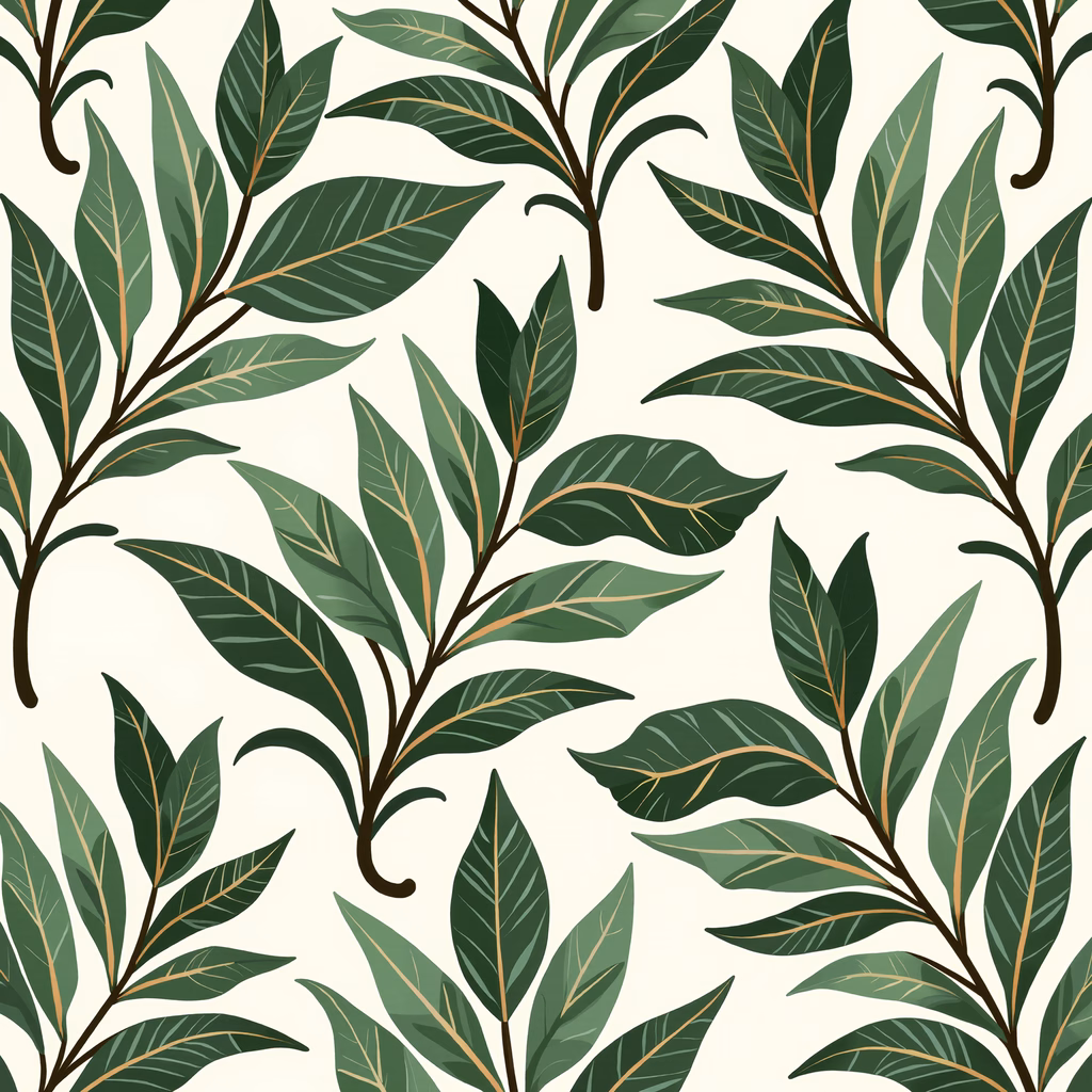 Detailed leafy branches illustration with a natural and serene vibe.