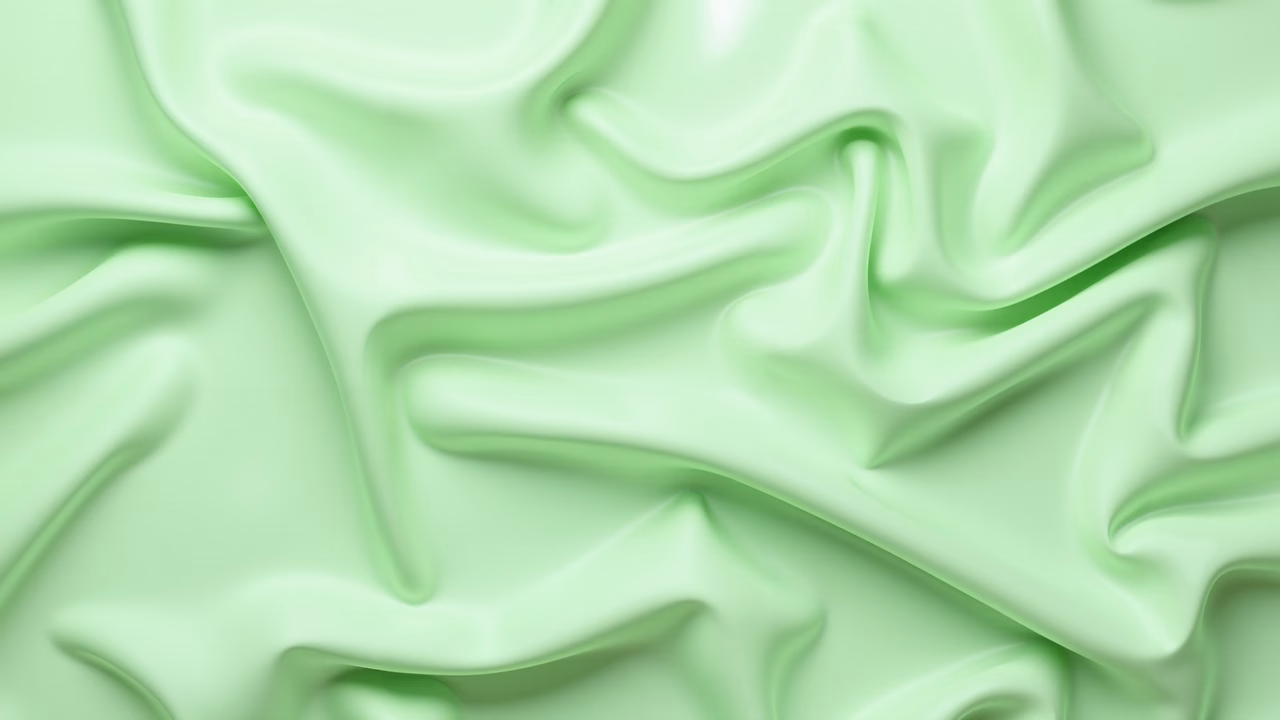 Abstract mint-colored fabric illustration with smooth, flowing lines and a calming atmosphere.