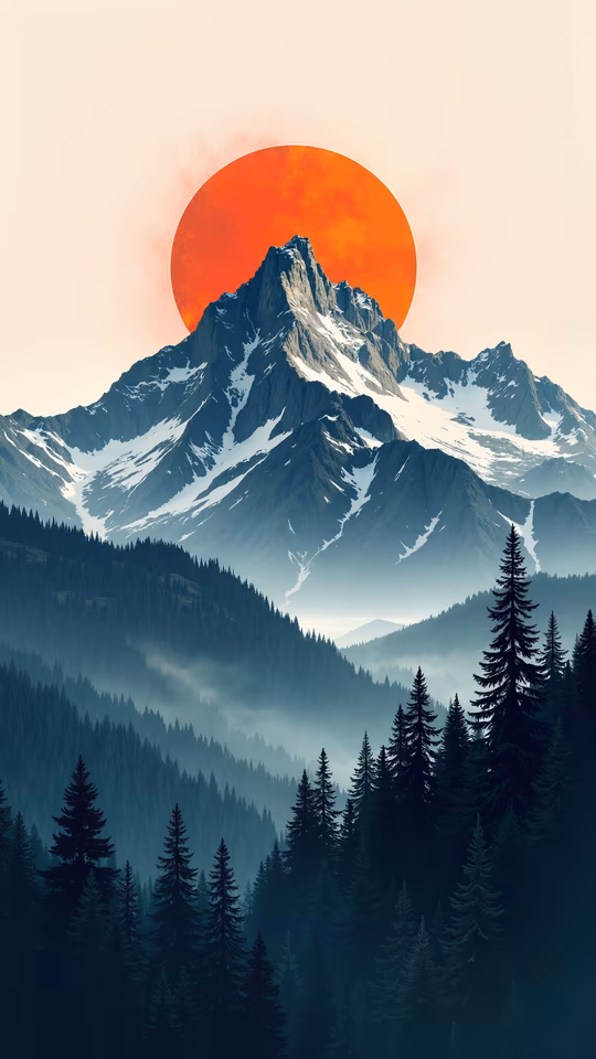 Mountain Sunset Illustration