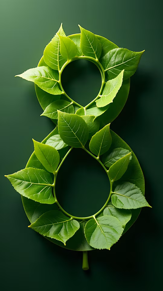 Number Eight Made of Leaves