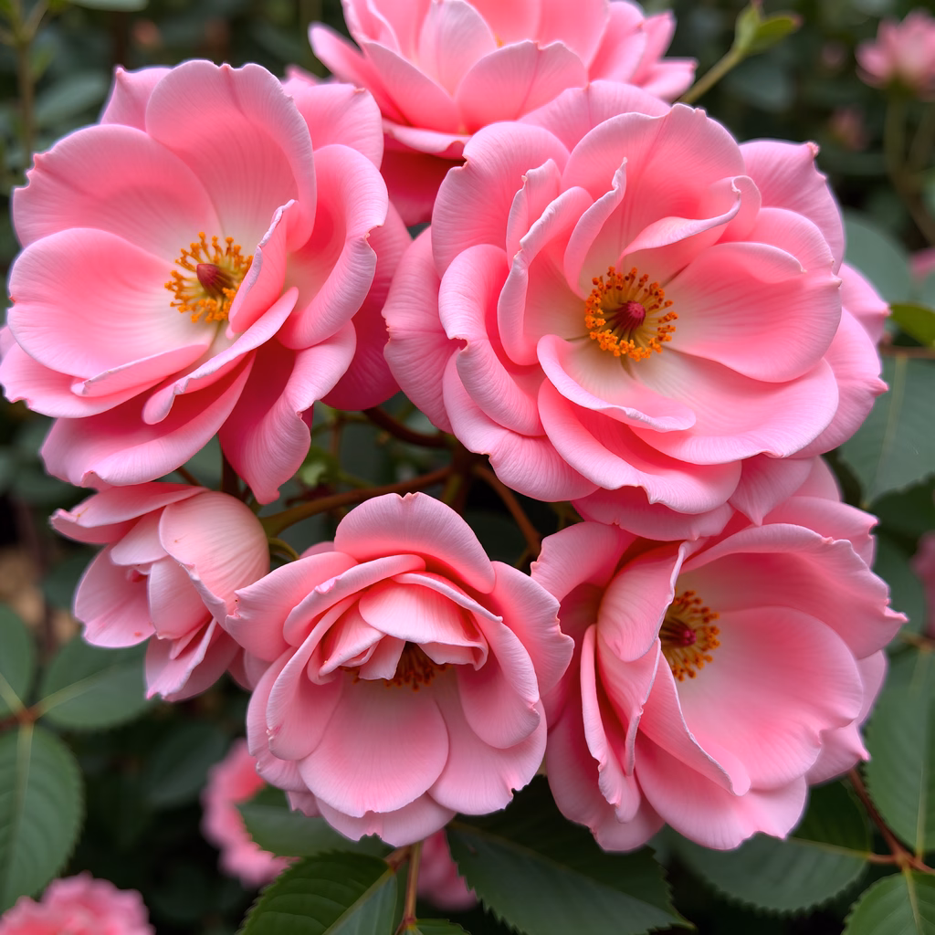 Vibrant pink roses in full bloom, capturing their delicate beauty and rich hues.
