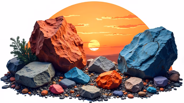 Rocky Sunset Illustration
