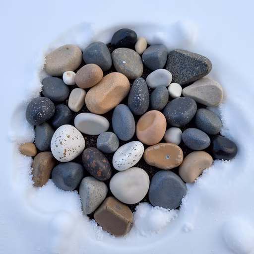 Snow-Covered Pebbles