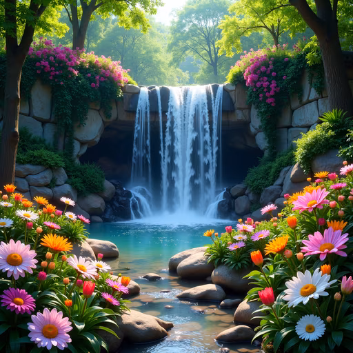 Waterfall Garden Illustration
