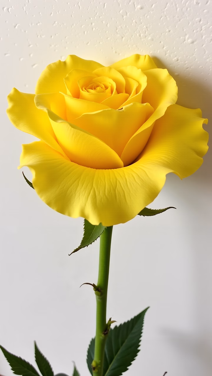 A bright yellow rose with a soft, natural background.