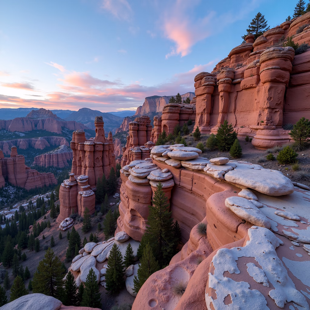 Desert rock formations at sunset, serene landscape photography