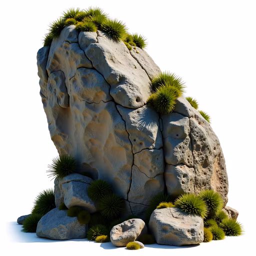 Rock Formation with Green Plants