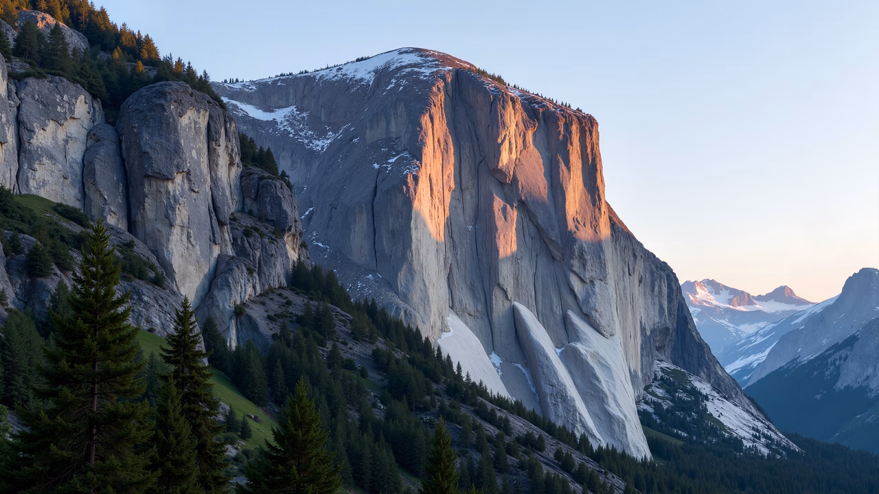 Sunset illuminates a rugged cliff, blending natural textures and vibrant colors.