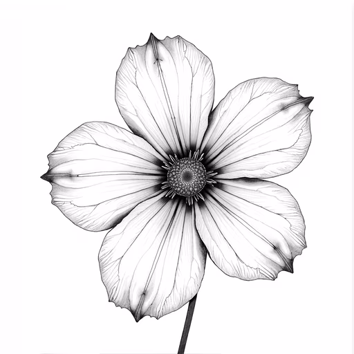 Black and White Floral Illustration