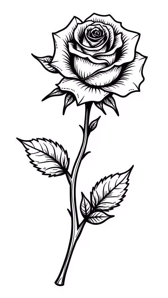 Black and White Rose Illustration