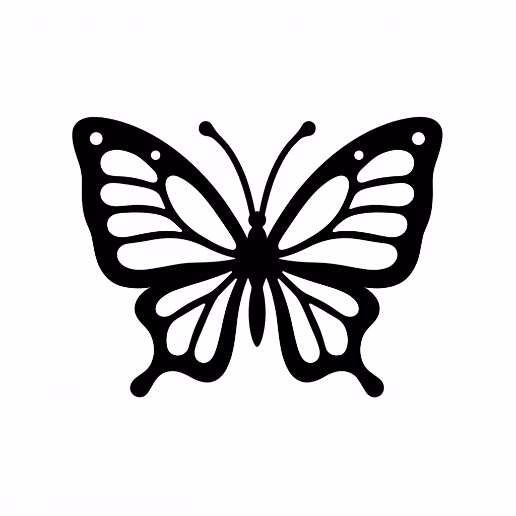 Minimalist black and white butterfly silhouette illustration