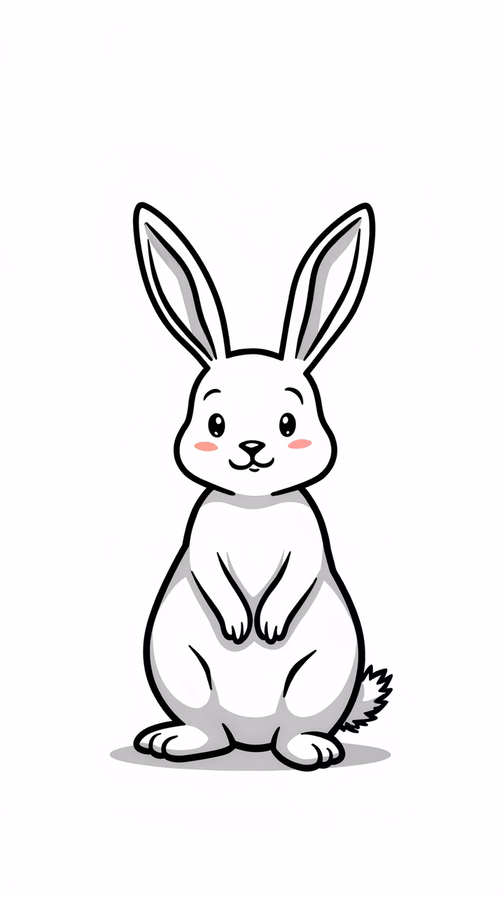 A sweet, cartoon-style rabbit with a friendly smile, perfect for children's art.