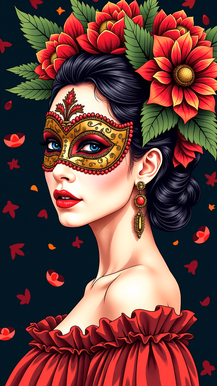 Vibrant Day of the Dead illustration featuring traditional motifs and festive colors.