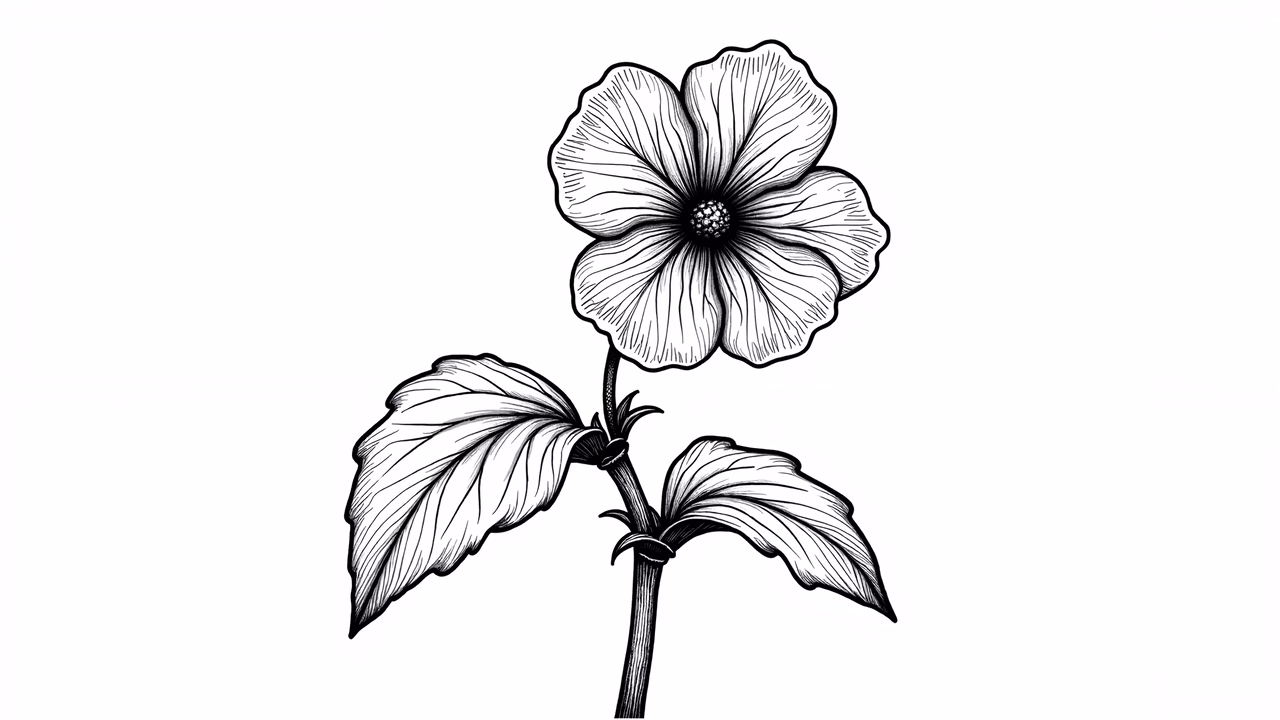 Detailed black-and-white floral illustration