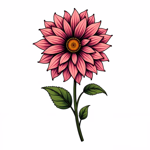 Pink Dahlia Illustration