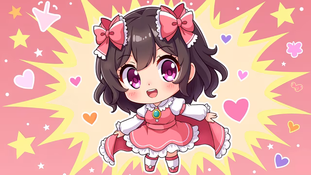 Chibi Girl With Pink Bows