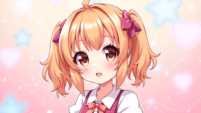 Cute Anime Girl With Pink Bows