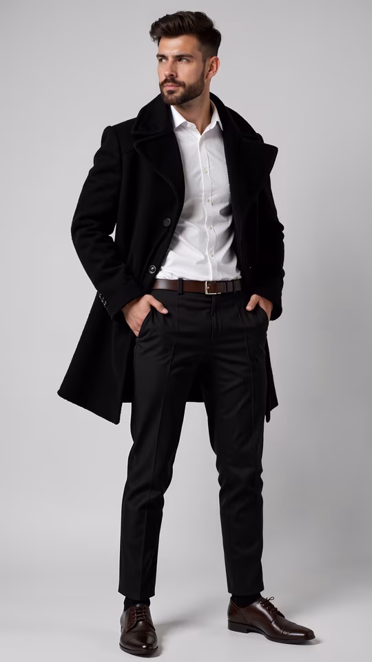 Elegant Gentleman In Black Coat