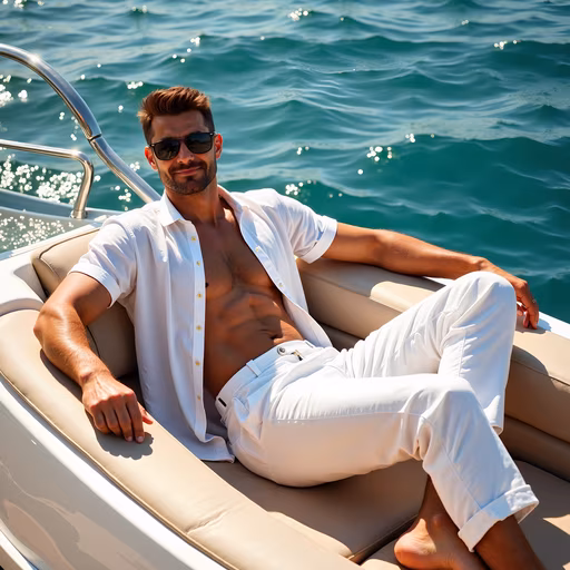 Relaxed Man On Yacht